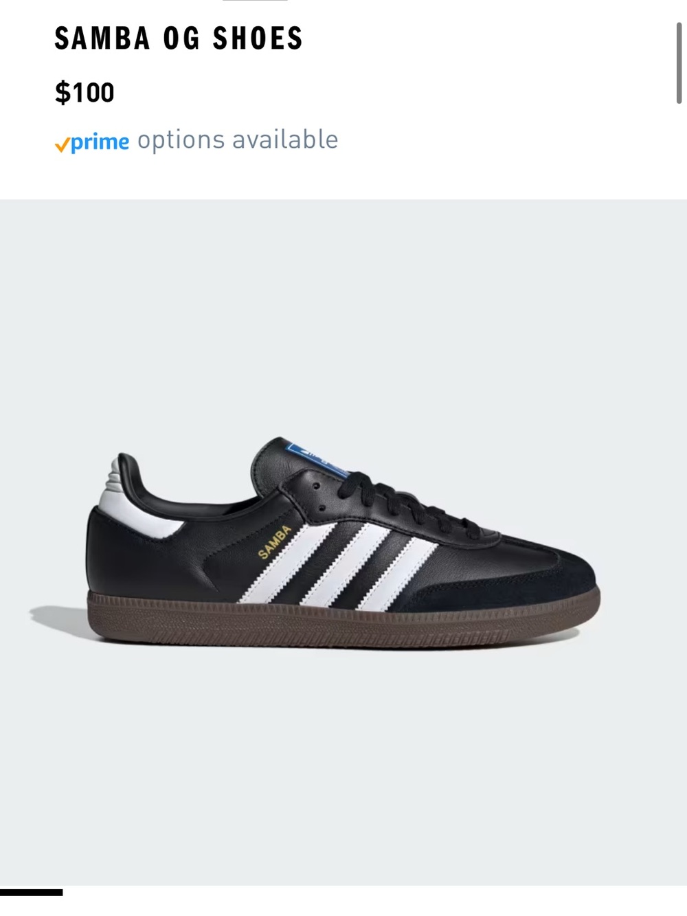 adidas Samba Sneakers in Black with White Stripes